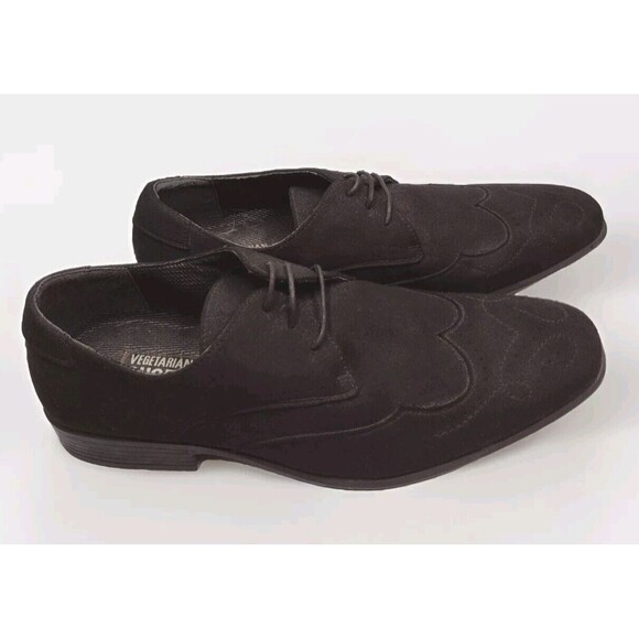 Men's Vegetarian Shoes Black 13 M Oxford Formal Vegan Suede Made In Portugal - Picture 5 of 11